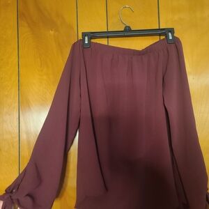 Burgundy Off-Shoulder Blouse